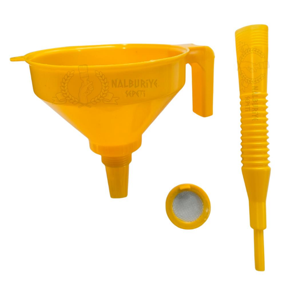 SGS Çelik Süzgeçli Spiralli Yağ Hunisi - Ağız 160 mm. - Uzunluk 420 mm. - 1.2 lt.