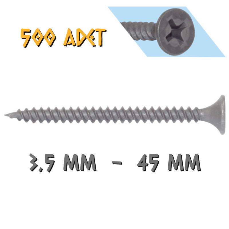Yağmur Vida Alçıpan Vidası Sivri Uçlu 3.5x45 mm. - 500 Adet