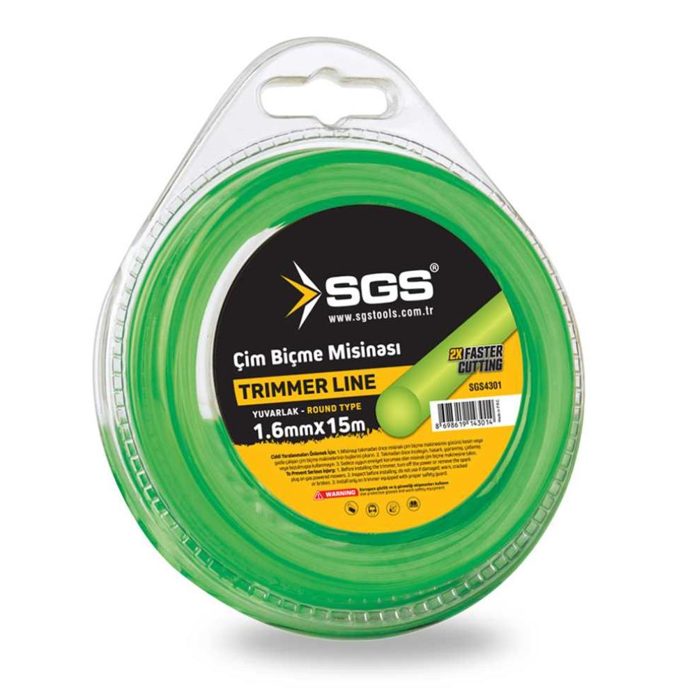 SGS Çim Biçme Tırpan Misinası - Yuvarlak - 1.6 mm. - 15 mt.