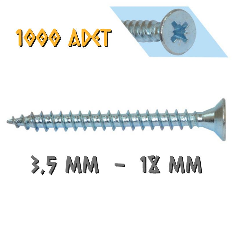 Yağmur Vida Ahşap Sunta Vidası 3.5x18 mm. - 1000 Adet