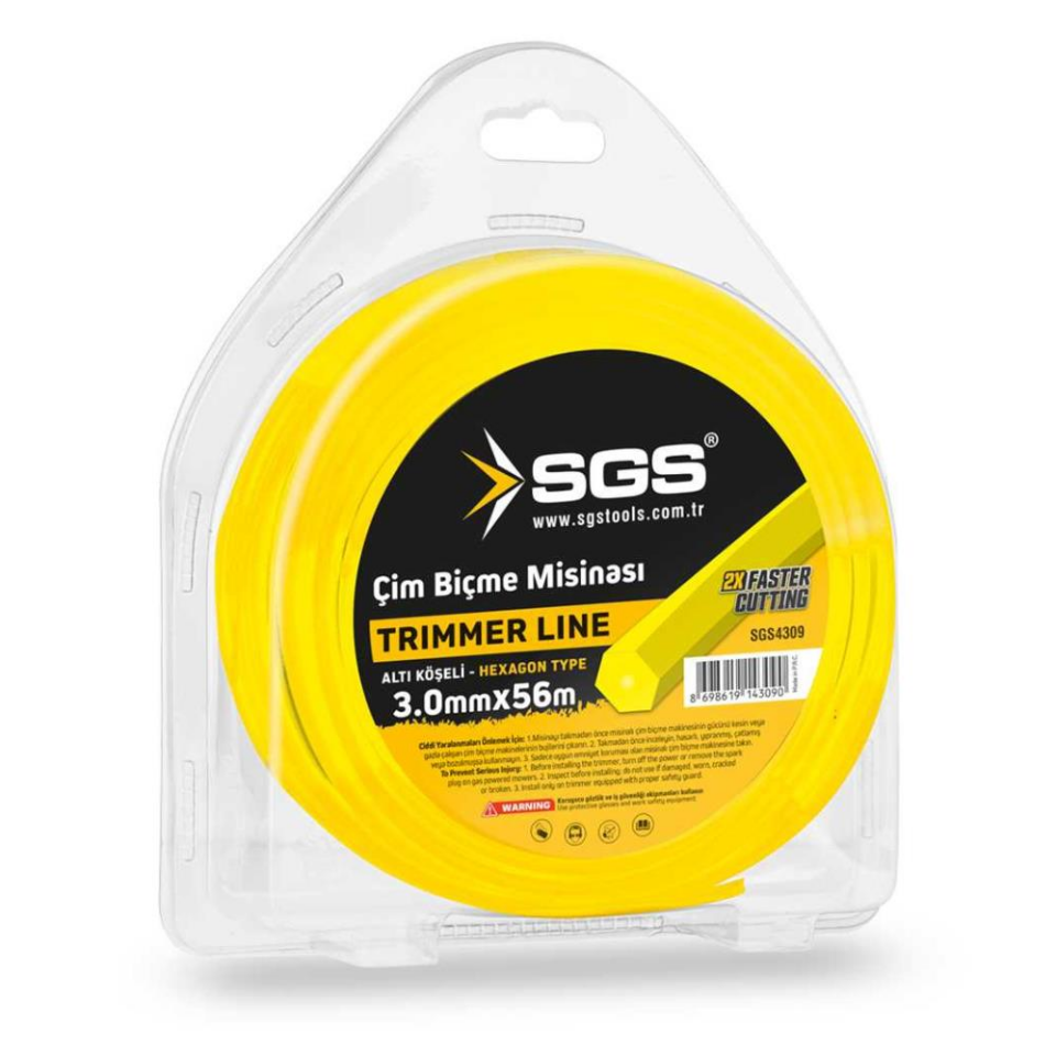 SGS Çim Biçme Tırpan Misinası - Altıgen - 3.0 mm. - 56 mt.