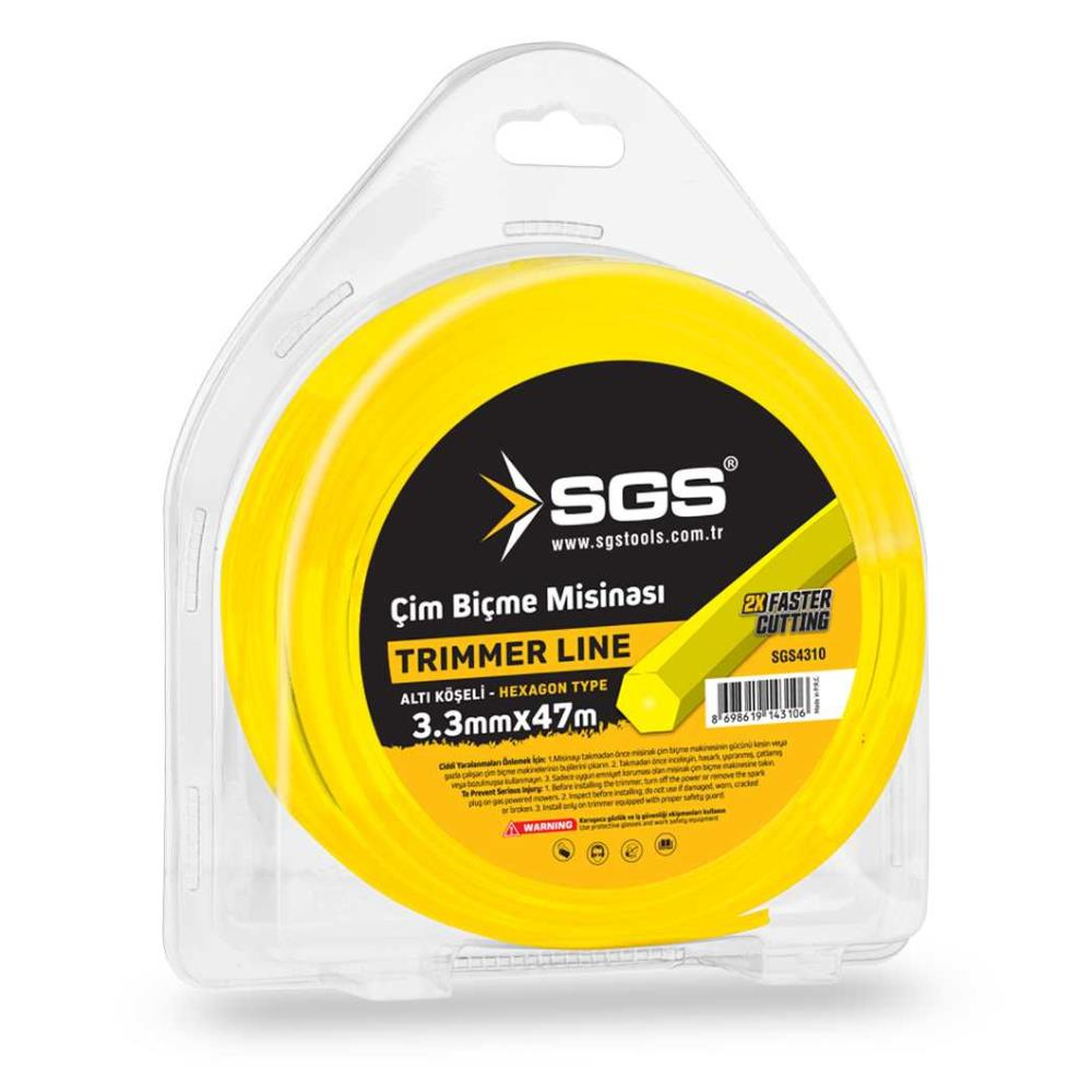 SGS Çim Biçme Tırpan Misinası - Altıgen - 3.3 mm. - 47 mt.