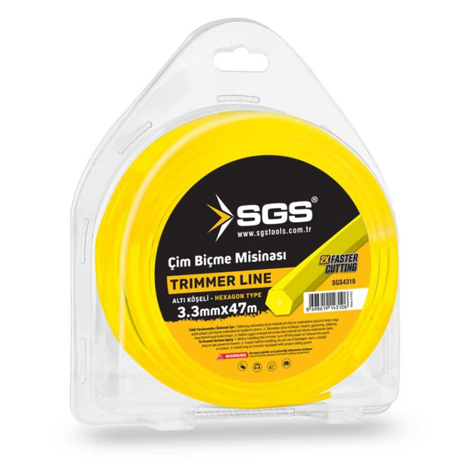 SGS Çim Biçme Tırpan Misinası - Altıgen - 3.3 mm. - 47 mt.