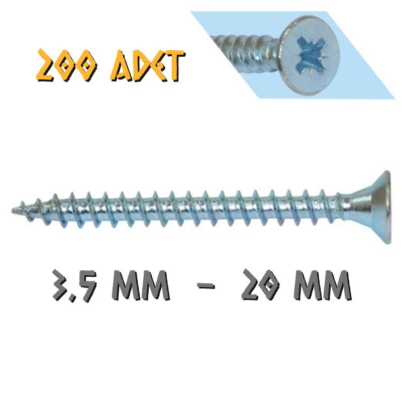 Yağmur Vida Ahşap Sunta Vidası 3.5x20 mm. - 200 Adet