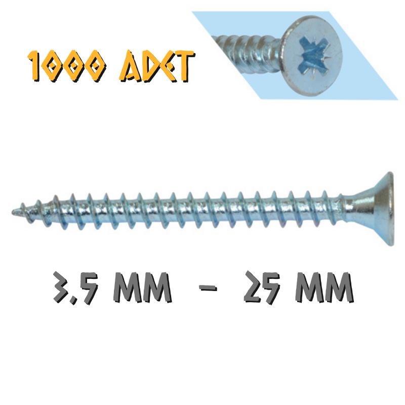Yağmur Vida Ahşap Sunta Vidası 3.5x25 mm. - 1000 Adet
