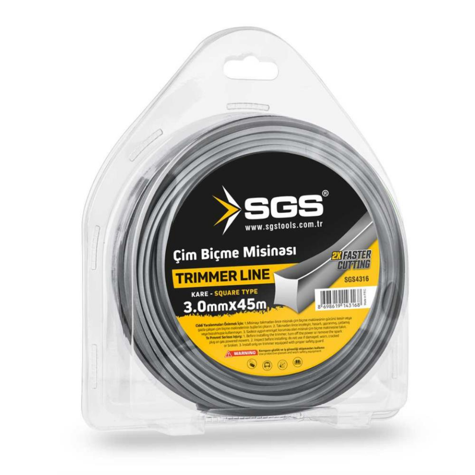 SGS Çim Biçme Tırpan Misinası - Kare - 3.0 mm. - 45 mt.