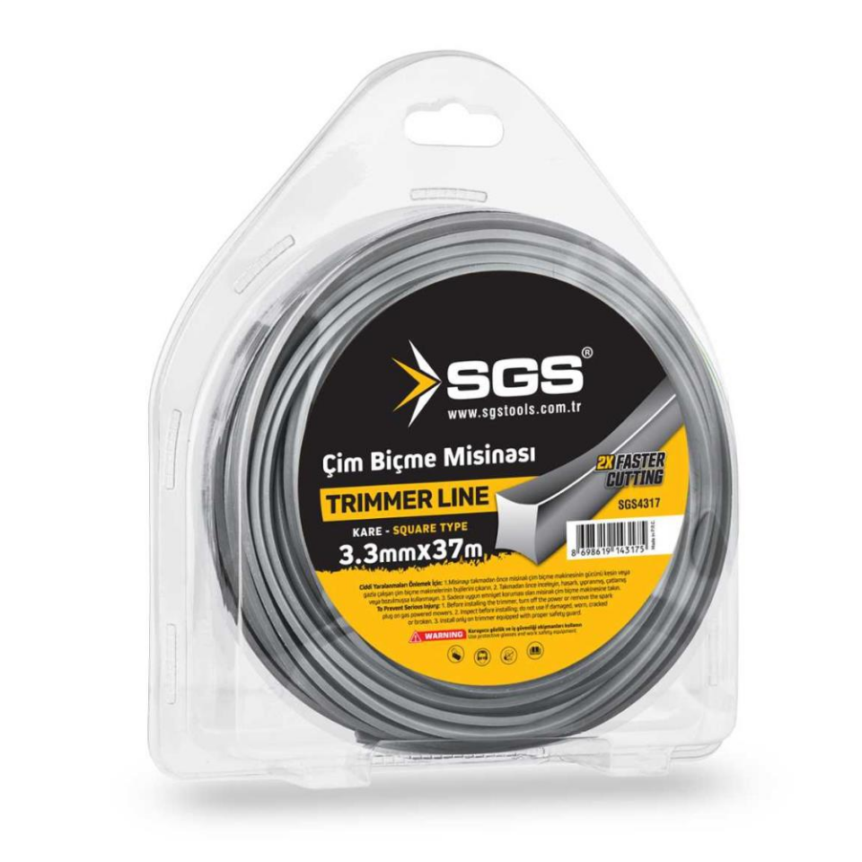 SGS Çim Biçme Tırpan Misinası - Kare - 3.3 mm. - 37 mt.