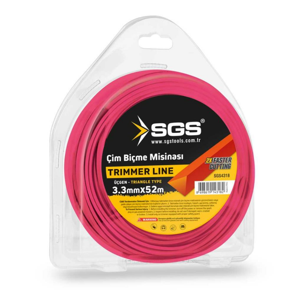 SGS Çim Biçme Tırpan Misinası - Üçgen - 3.3 mm. - 52 mt.