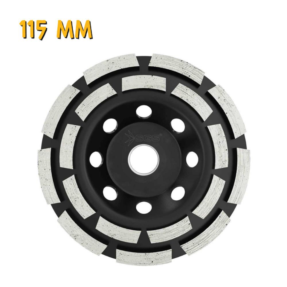 SGS Elmas Beton Mermer Granit Taşlama Diski - Çift Sıra - 115 mm.