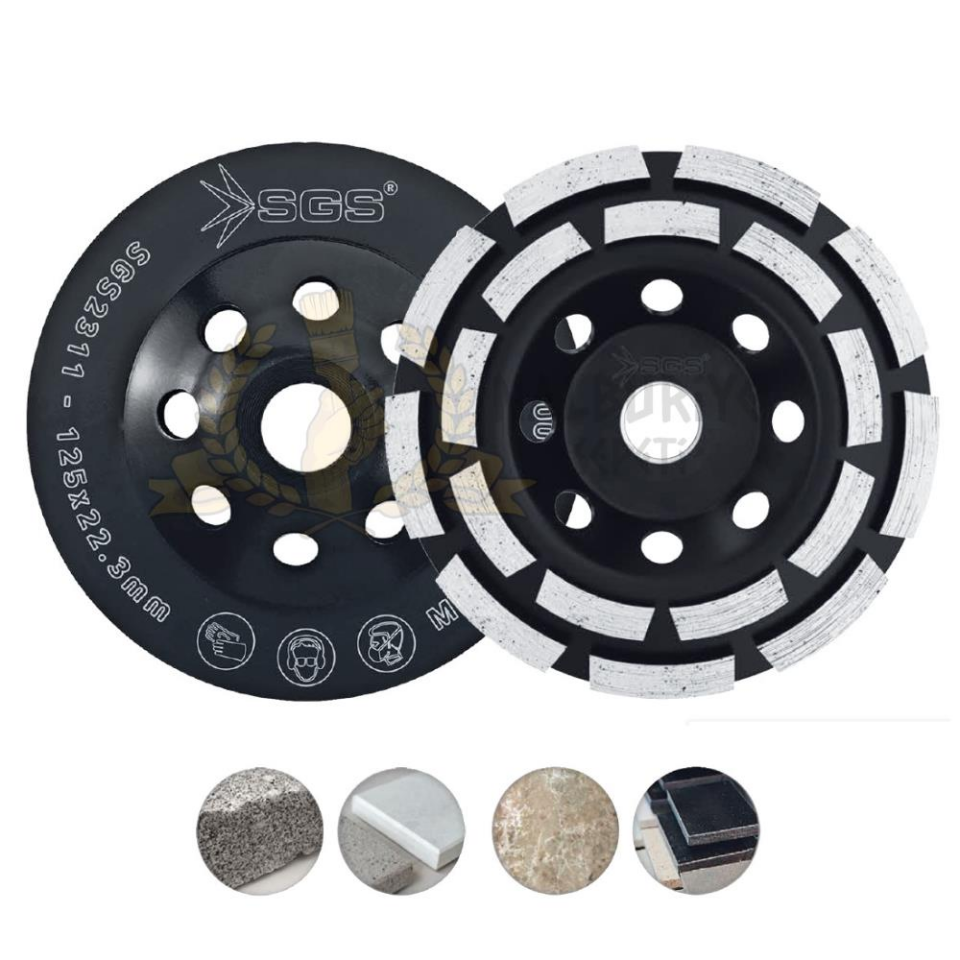 SGS Elmas Beton Mermer Granit Taşlama Diski - Çift Sıra - 115 mm.