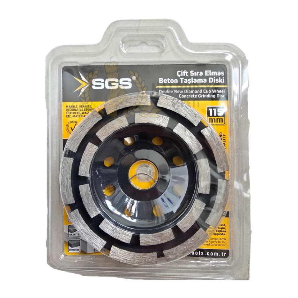SGS Elmas Beton Mermer Granit Taşlama Diski - Çift Sıra - 115 mm.