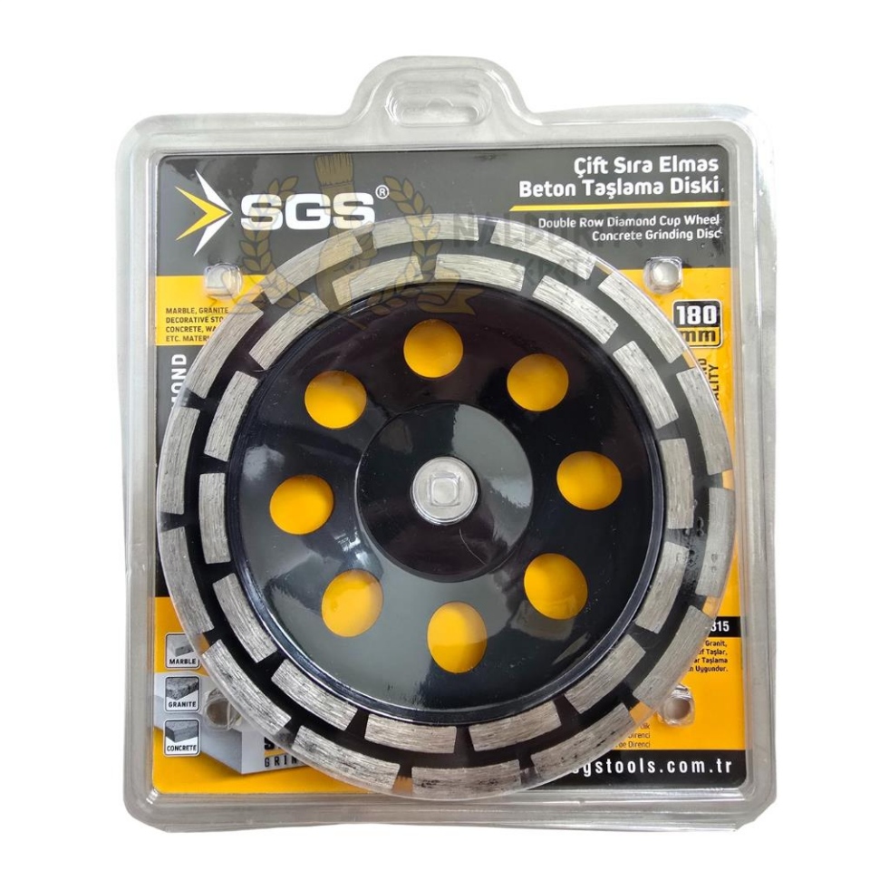 SGS Elmas Beton Mermer Granit Taşlama Diski - Çift Sıra - 180 mm.
