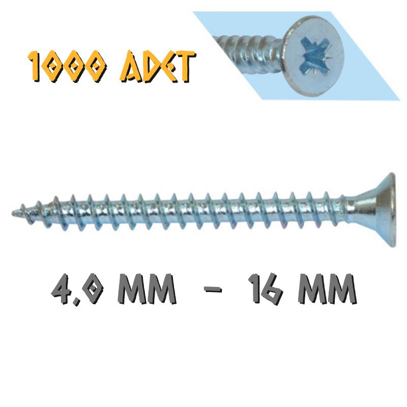 Yağmur Vida Ahşap Sunta Vidası 4.0x16 mm. - 1000 Adet