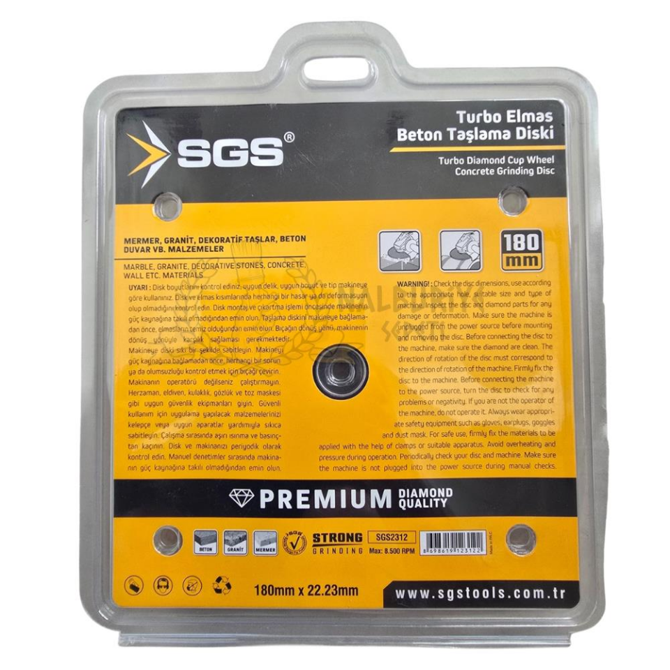SGS Elmas Beton Mermer Granit Taşlama Diski - Turbo - 180 mm.