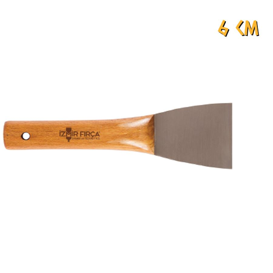 İzmir Fırça Ahşap Saplı Çelik Spatula - 6 cm.