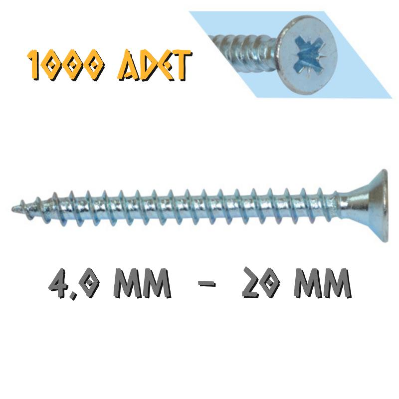 Yağmur Vida Ahşap Sunta Vidası 4.0x20 mm. - 1000 Adet