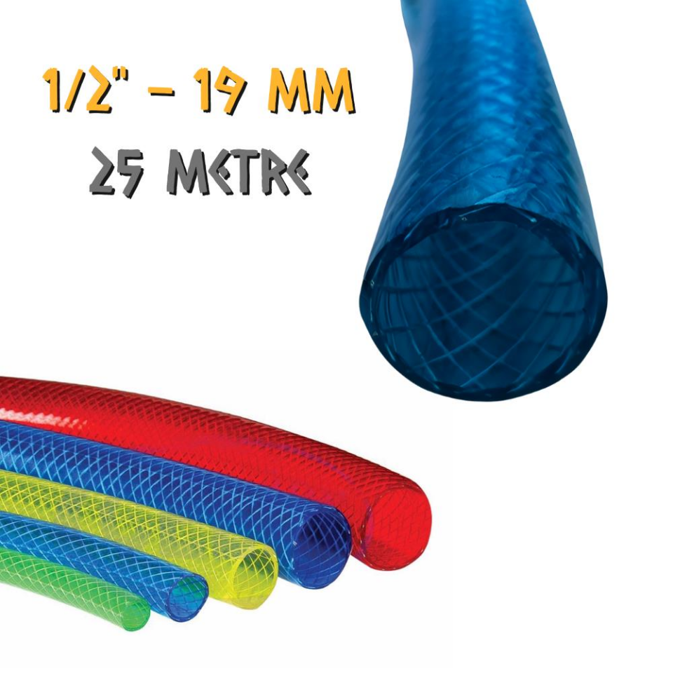 Güneş Silikonlu PVC Örgülü Bahçe Hortum 1/2'' - 12.5 mm. - 25 Metre
