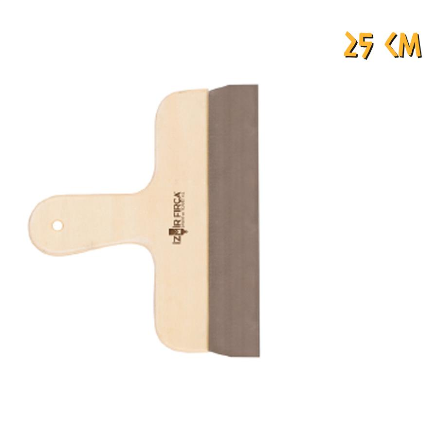 İzmir Fırça Ahşap Eğri Saplı Çelik Spatula - 25 cm.