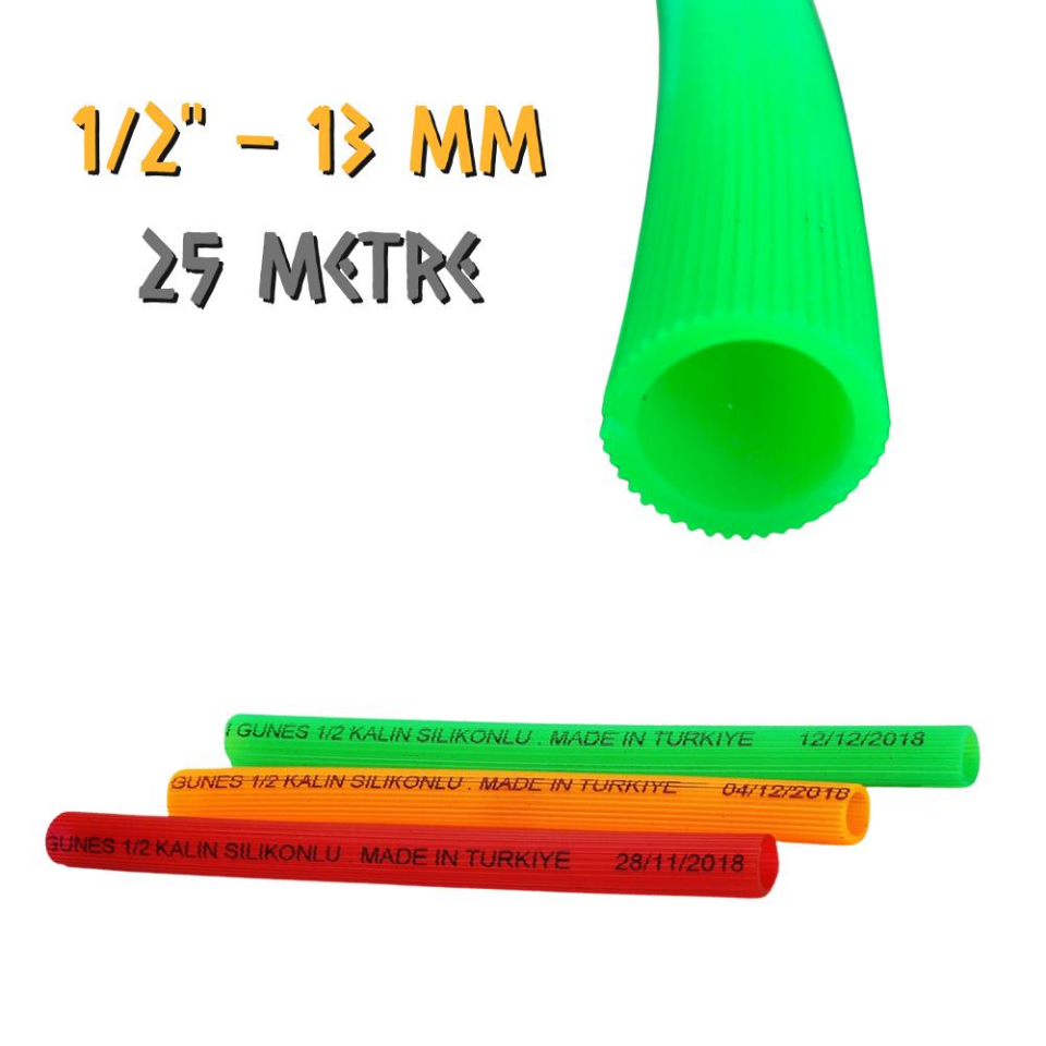 Güneş Kalın Silikonlu Plastik Bahçe Hortum 1/2'' - 12.5 mm. - 25 Metre