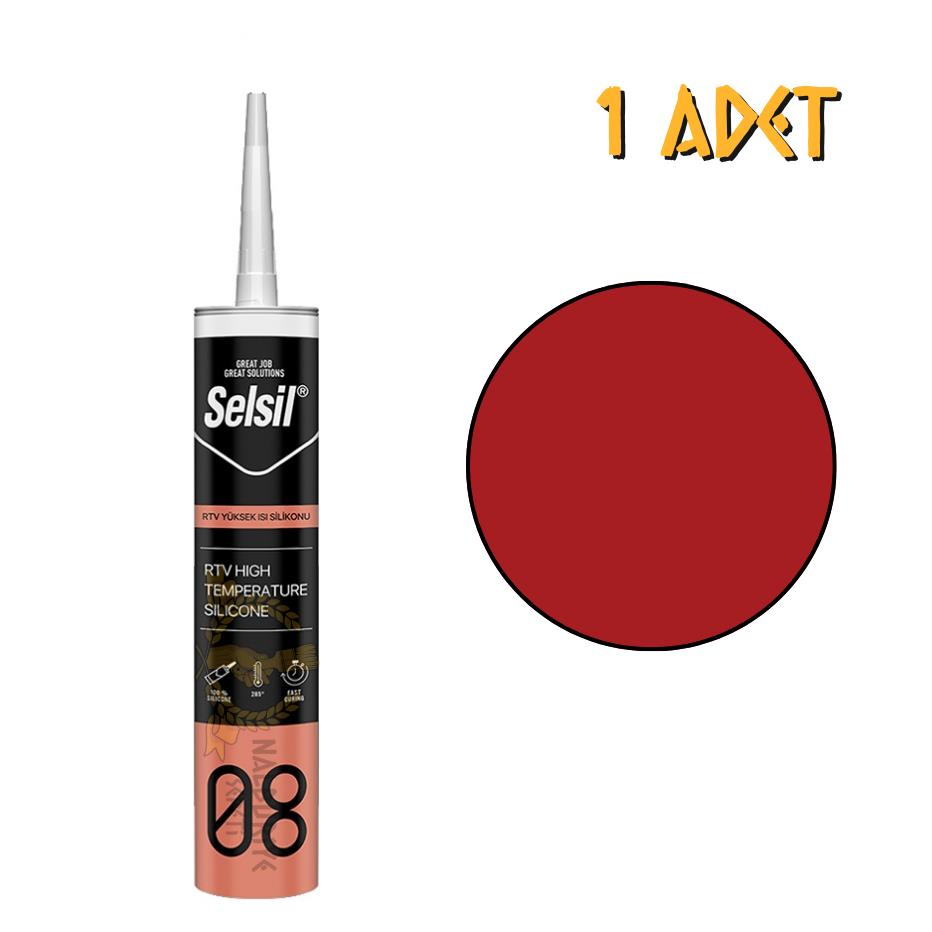Selsil RTV 250 Derece Dayanıklı Isı Silikonu KIRMIZI 310 ml. - 1 Adet