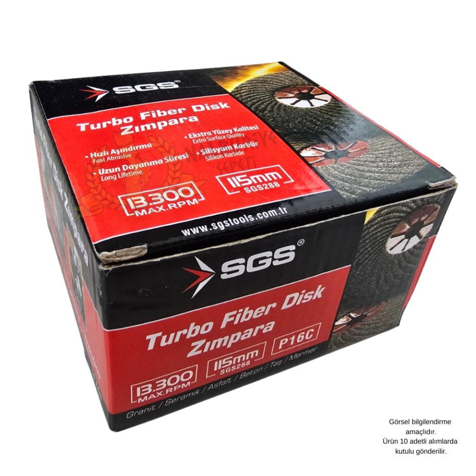 SGS Turbo Fiber Disk Zımpara Granit-Mermer-Taş P16C 115 mm. - 10 Adet