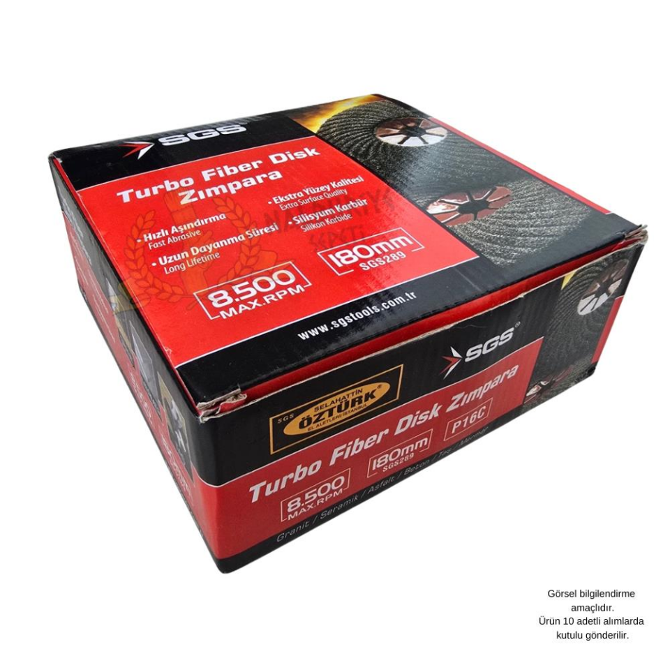 SGS Turbo Fiber Disk Zımpara Granit-Mermer-Taş P16C 180 mm. - 10 Adet