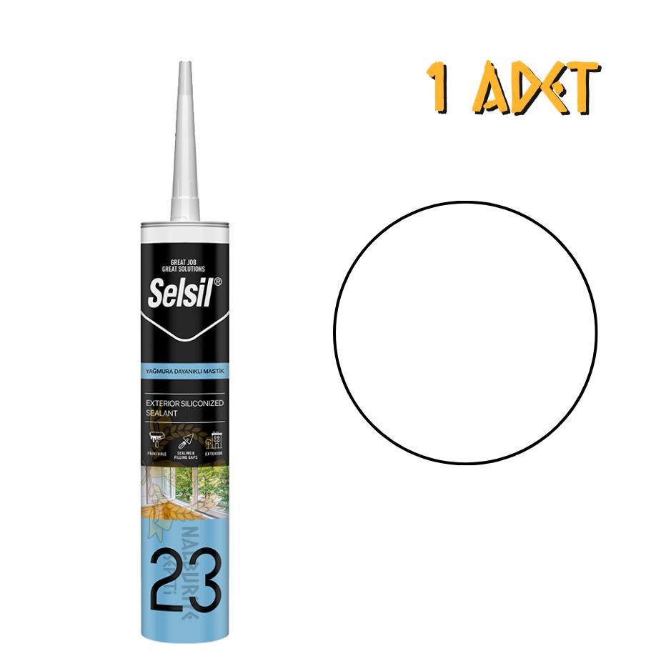 Selsil Yağmura Dayanıklı Silikonize Mastik BEYAZ 485 gr. - 1 Adet