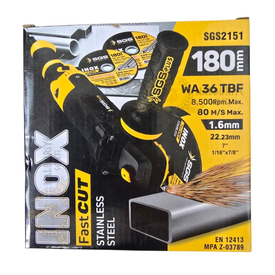 SGS İnox Metal Çelik Kesme Taşı Daire Testere - 180 mm - 10 Adet