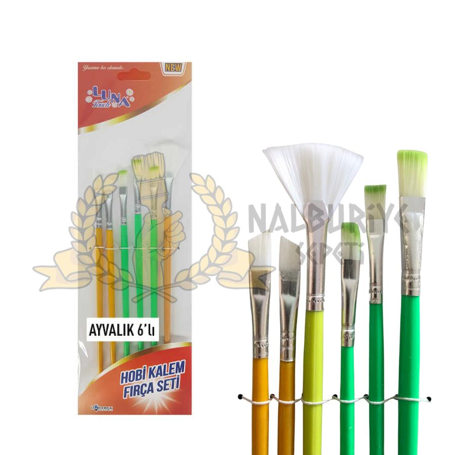 İzmir Fırça İnce Hobi Boyası Resim Tuval Fırça Seti Ayvalık - 6 Parça