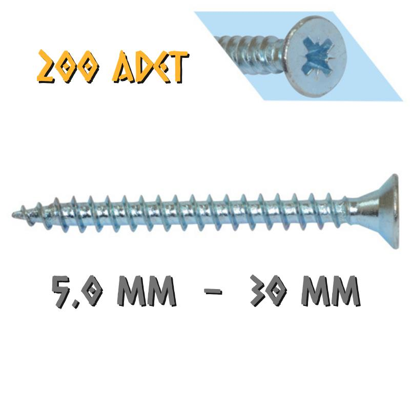 Yağmur Vida Ahşap Sunta Vidası 5.0x30 mm. - 200 Adet