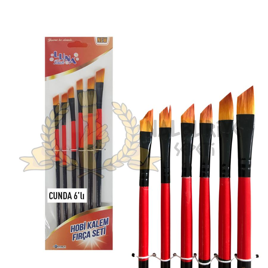 İzmir Fırça İnce Hobi Boyası Resim Tuval Fırça Seti Cunda - 6 Parça
