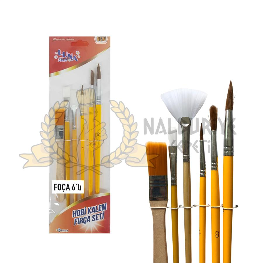 İzmir Fırça İnce Hobi Boyası Resim Tuval Fırça Seti Foça - 6 Parça