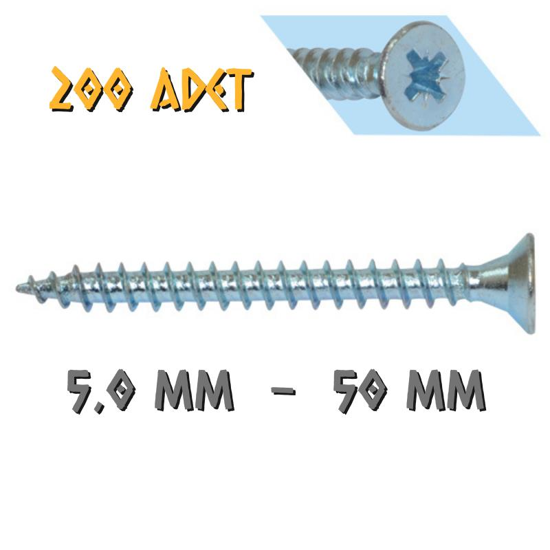 Yağmur Vida Ahşap Sunta Vidası 5.0x50 mm. - 200 Adet