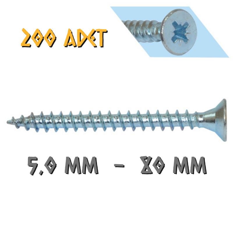Yağmur Vida Ahşap Sunta Vidası 5.0x80 mm. - 200 Adet
