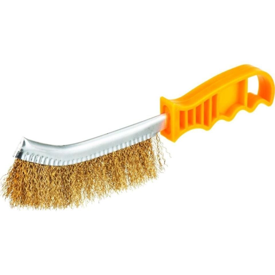 Kupa Pirinç Kaplı Yassı Çelik Tel Fırça 250 mm. - Mangal Fırçası