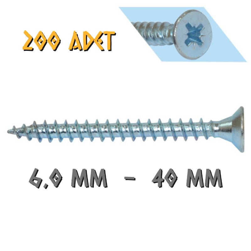 Yağmur Vida Ahşap Sunta Vidası 6.0x40 mm. - 200 Adet