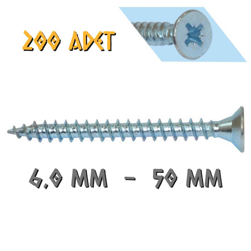 Yağmur Vida Ahşap Sunta Vidası 6.0x50 mm. - 200 Adet