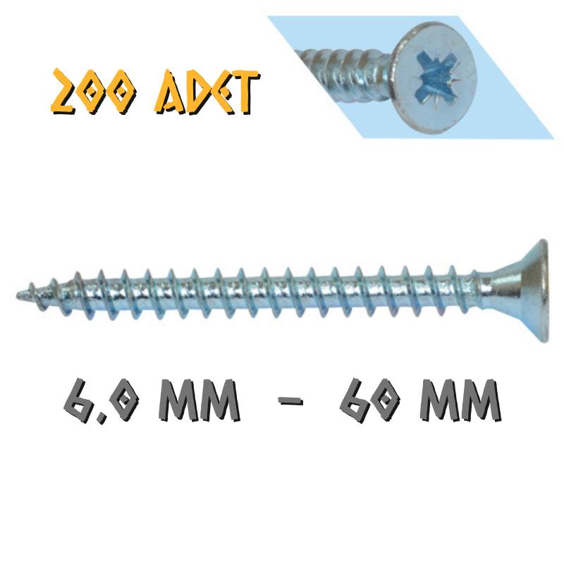 Yağmur Vida Ahşap Sunta Vidası 6.0x60 mm. - 200 Adet