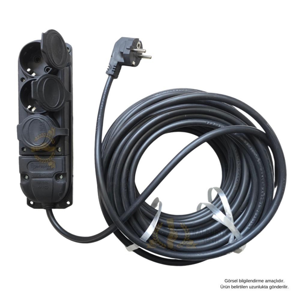 SGS Kauçuk Uzatma Kablosu CCA 3x2.5 - Üçlü Grup Priz - 5 mt.