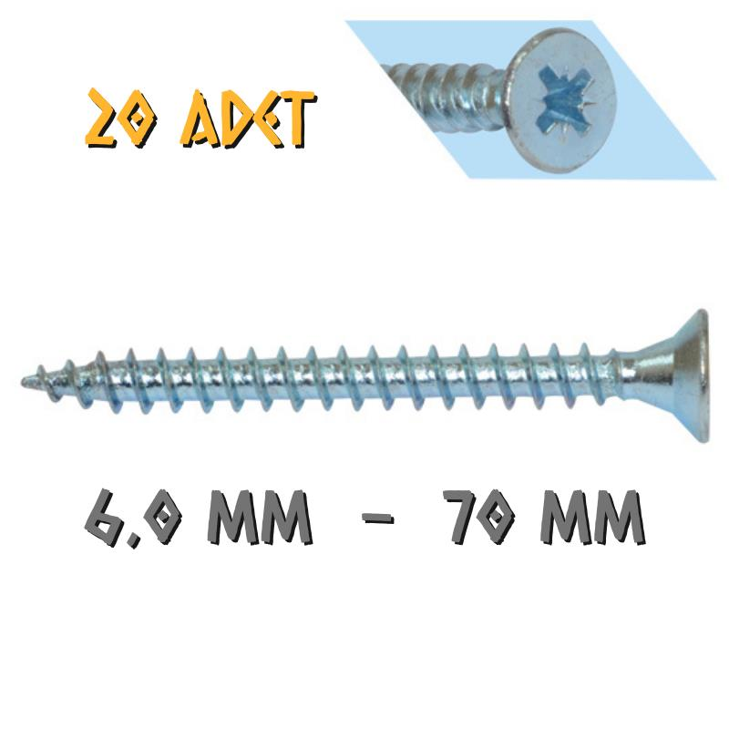 Yağmur Vida Ahşap Sunta Vidası 6.0x70 mm. - 20 Adet