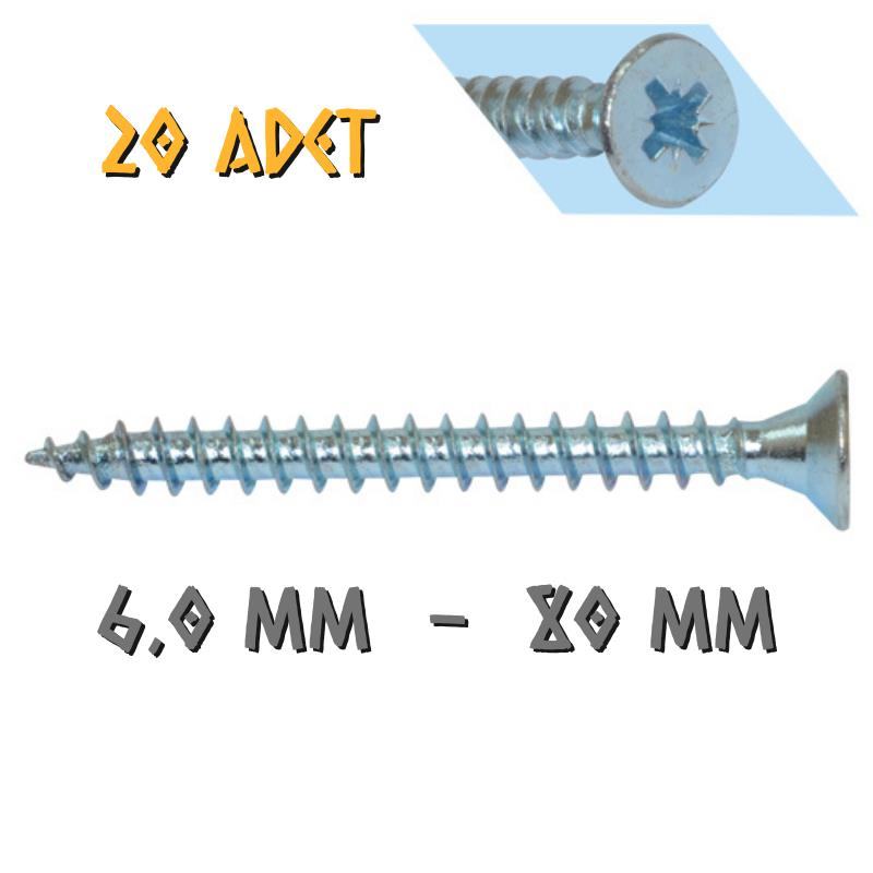 Yağmur Vida Ahşap Sunta Vidası 6.0x80 mm. - 20 Adet