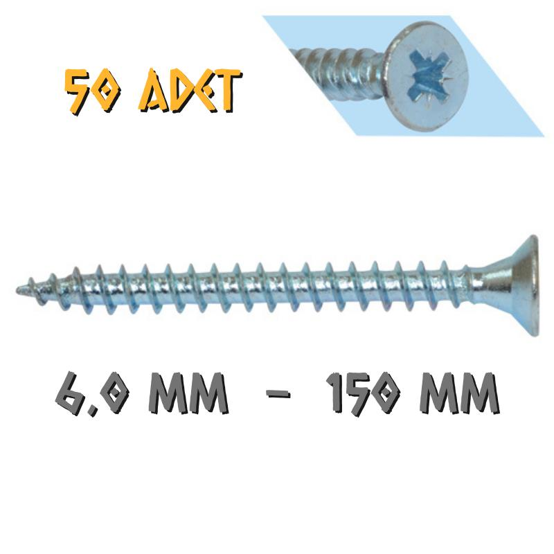 Yağmur Vida Ahşap Sunta Vidası 6.0x150 mm. - 50 Adet