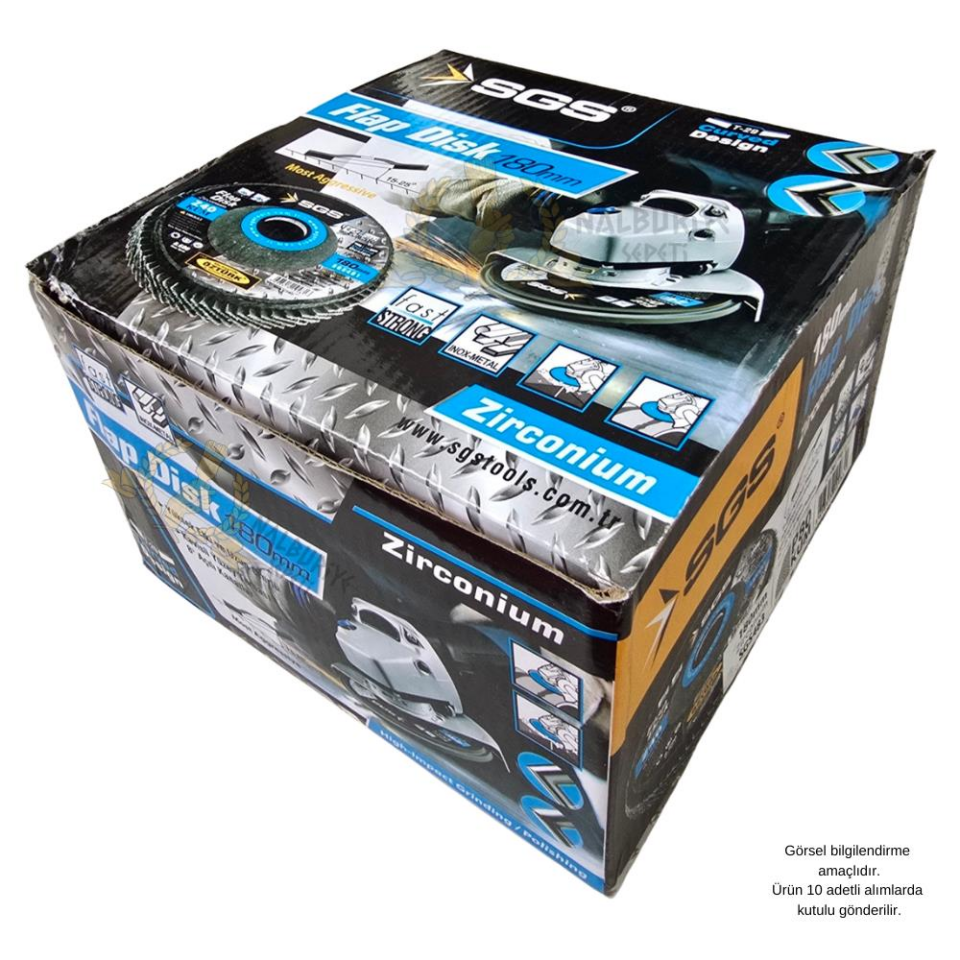 SGS Flap Disk Zımpara Seti Zirkonyum 180 mm. - 40-60-80-100-120 Kum