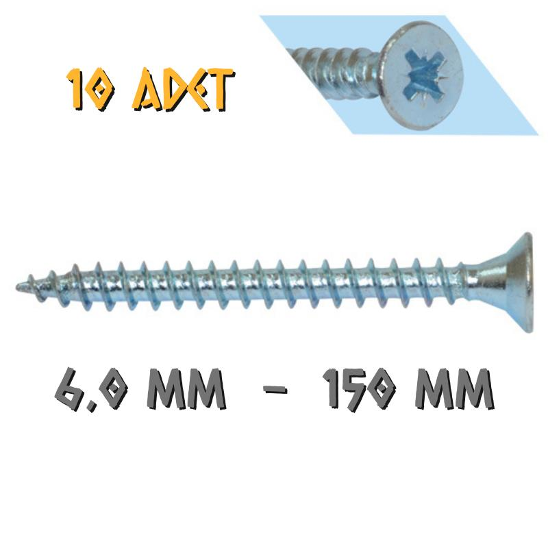 Yağmur Vida Ahşap Sunta Vidası 6.0x150 mm. - 10 Adet