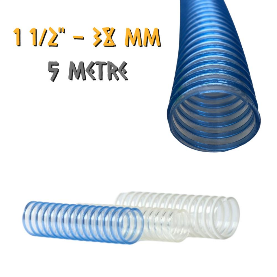 Güneş Şeffaf Spiral Lavabo Gider Hortumu 1 1/2'' - 38 mm. - 5 Metre