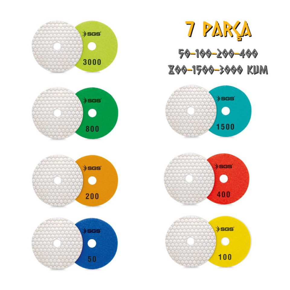 SGS Elmas Polisaj Ped Seti Kuru - 50-100-200-400-800-1500-3000 Kum