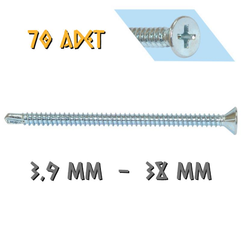 Yağmur Vida YHB Matkap Uçlu Akıllı Vida 3.9x38 mm. - 70 Adet