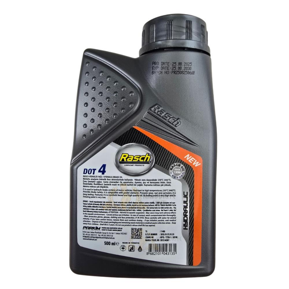 Rasch Hidrolik Fren Yağı DOT4 230°C - 500 ml. - 1 Adet