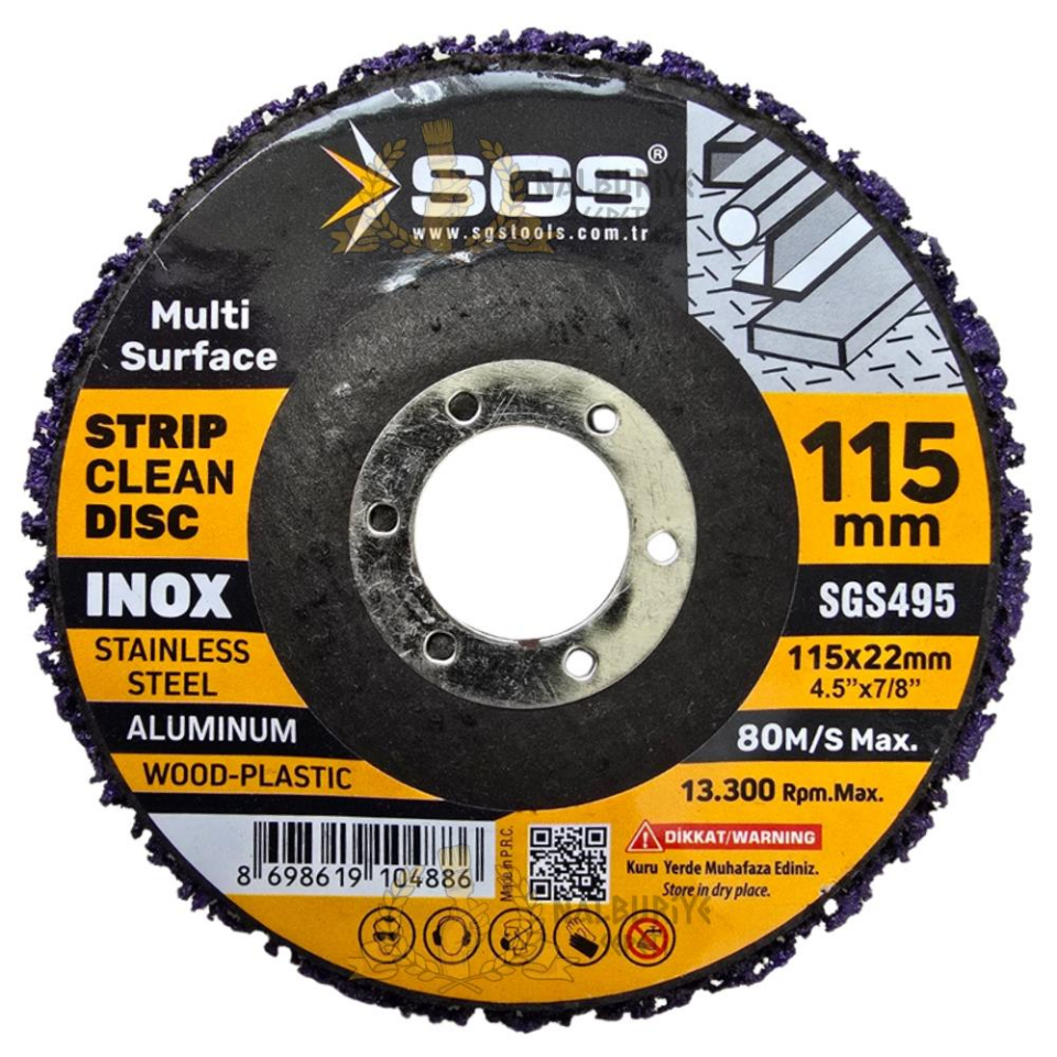 SGS İnox-Çelik-Alüminyum-Ahşap Parlatma Diski Mor - 115 mm. - 1 Adet