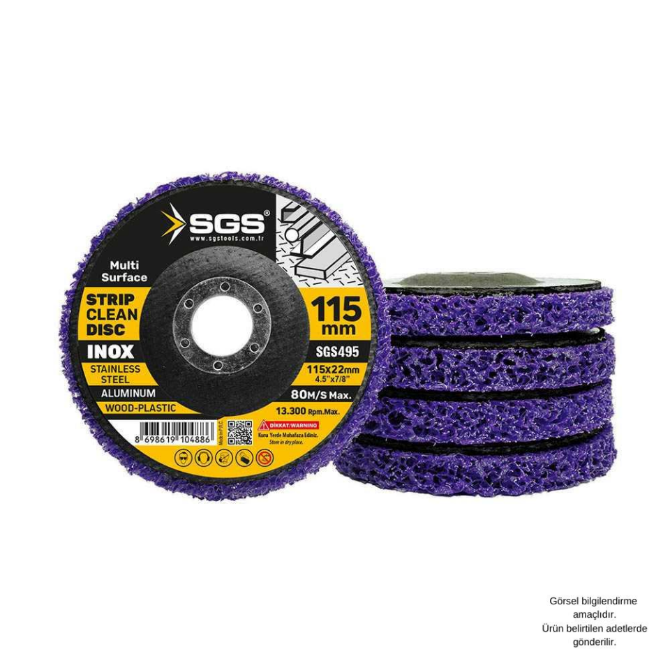 SGS İnox-Çelik-Alüminyum-Ahşap Parlatma Diski Mor - 115 mm. - 10 Adet